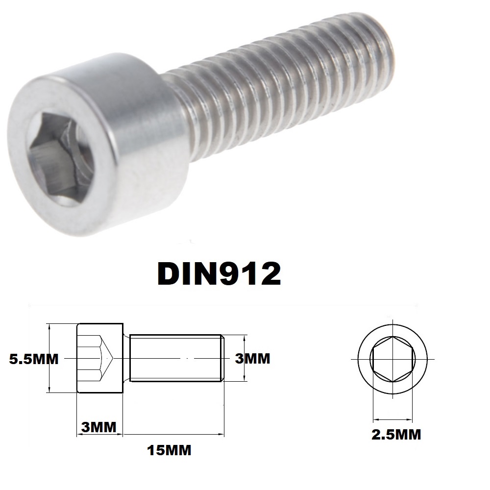 M3X15MM 0.5 THREAD PITCH TITANIUM ALLEN HEAD BOLT GRADE 5